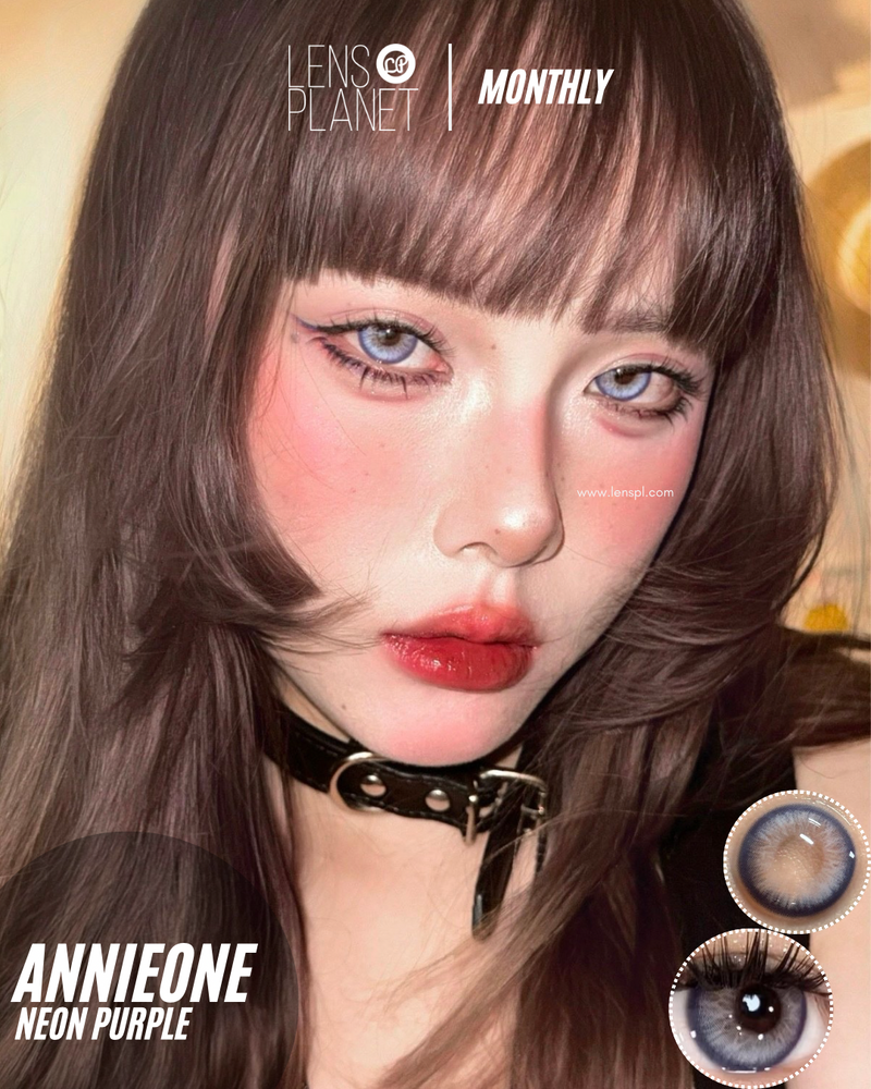 Annie One Neon Purple Colored Contacts Monthly Wear 1pc